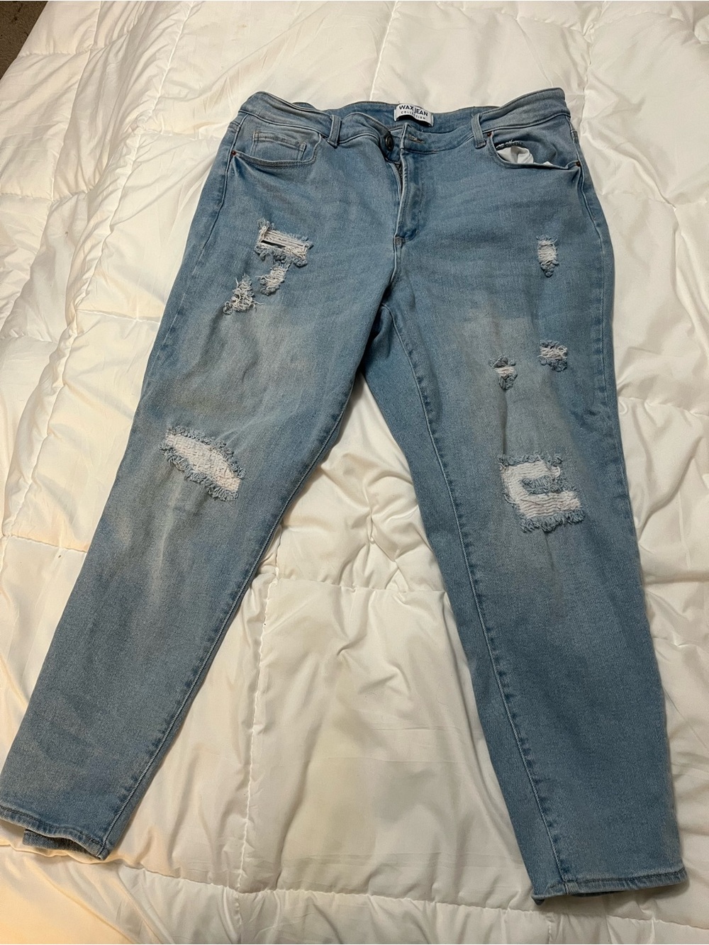 Wax Jean Light Blue Distressed Mom Jeans